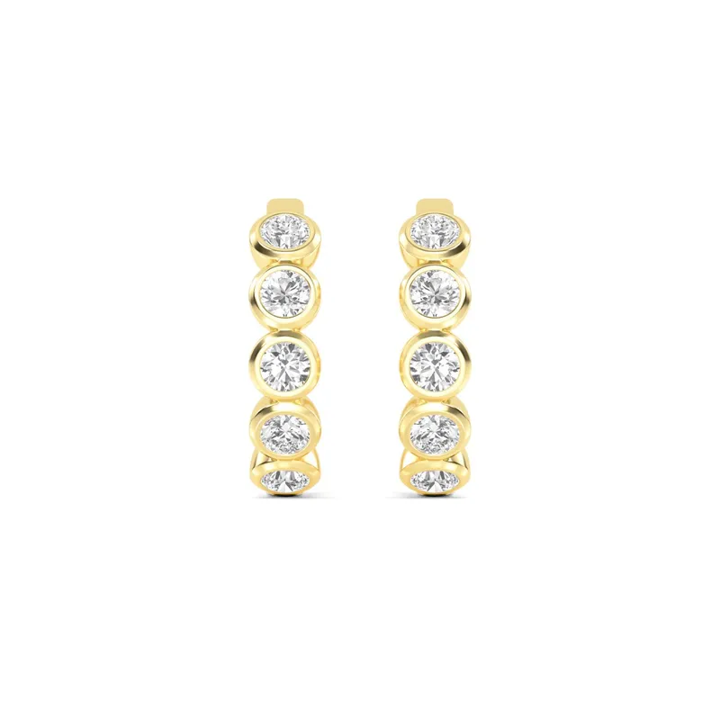 Belle Round Lab-Grown Diamond Earrings in yellow gold — view 1