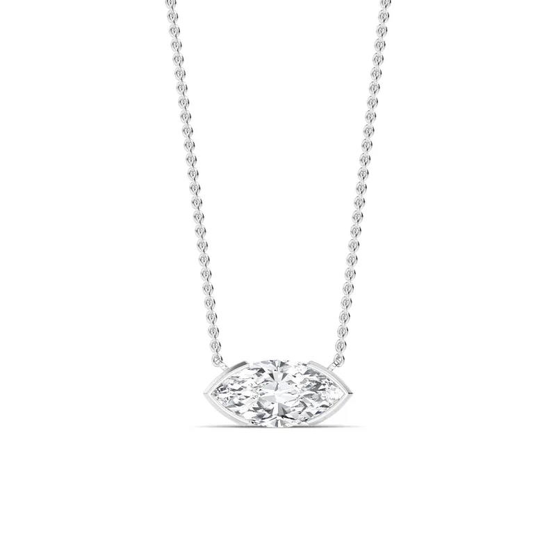 Essence Marquise Lab-Grown Diamond Pendant in white gold — view 1