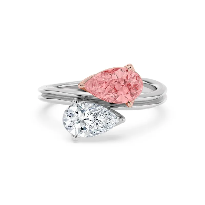 Rosalise Pear Pink Lab-Grown Diamond Ring in two tone gold — view 1