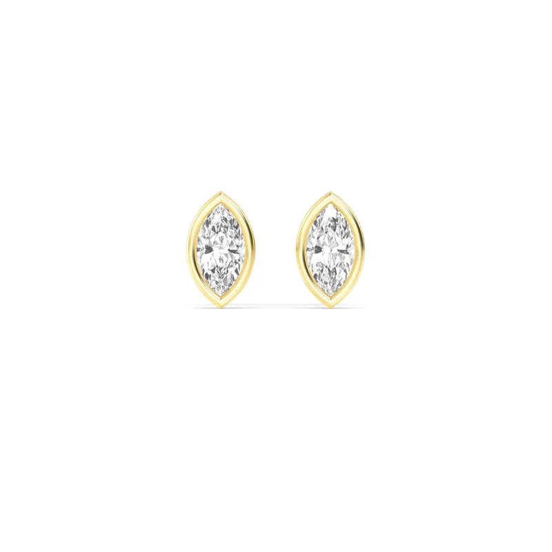 Icon Marquise Lab-Grown Diamond Earrings in yellow gold — view 1