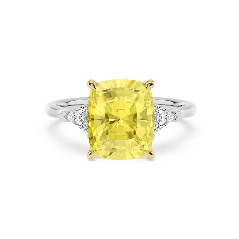 Aurelie Long Cushion Yellow Lab-Grown Diamond Ring in two tone gold — view 1