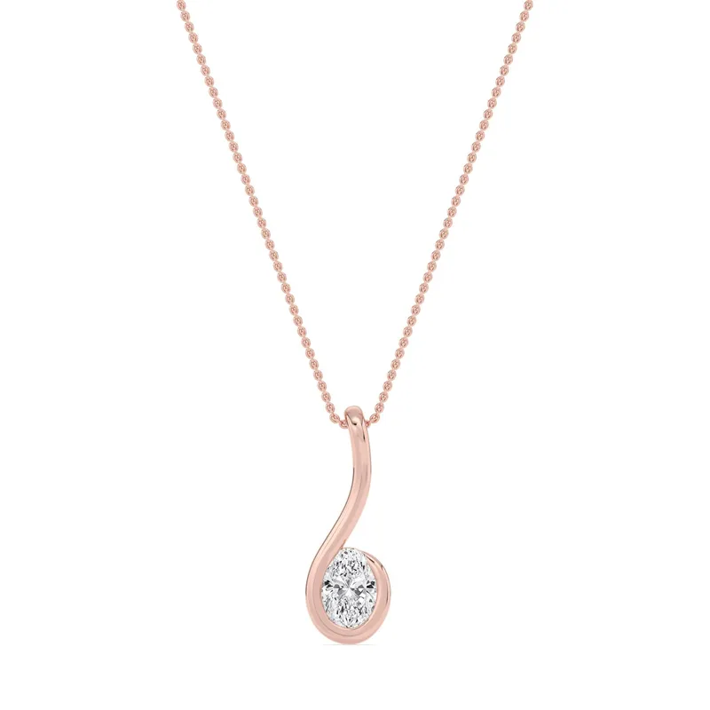 Muse Oval Lab-Grown Diamond Pendant in rose gold — view 1