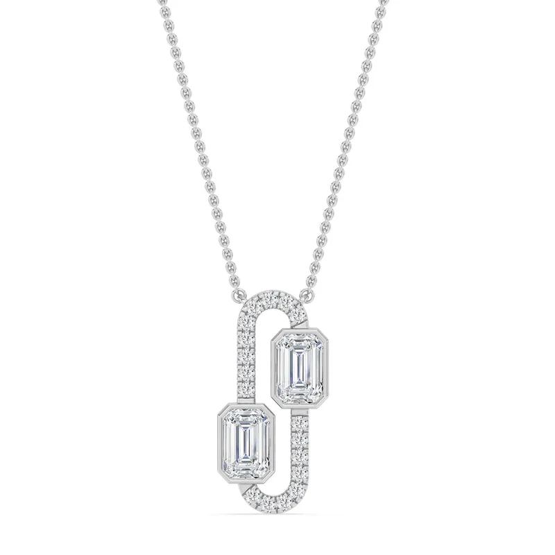 Vesper Emerald Lab-Grown Diamond Pendant in white gold — view 1