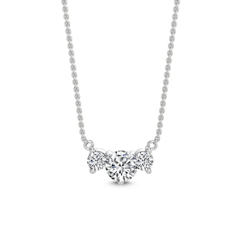 Trio Round Lab-Grown Diamond Pendant in white gold — view 1