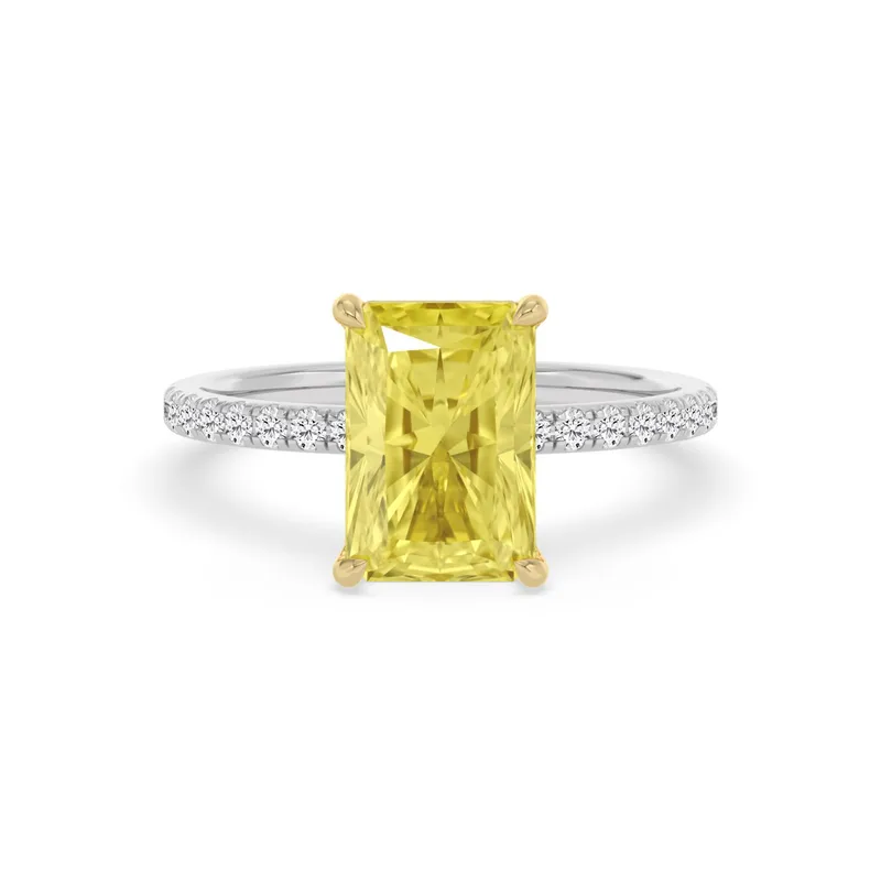 Amalia Radiant Yellow Lab-Grown Diamond Ring in two tone gold — view 1