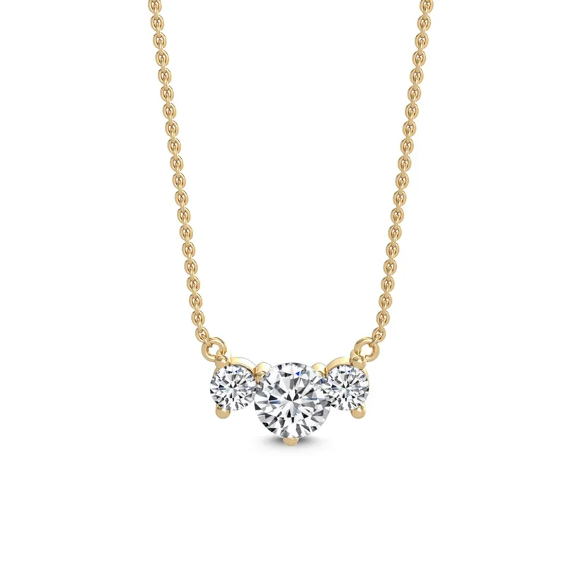Trio Round Lab-Grown Diamond Pendant in yellow gold — view 1