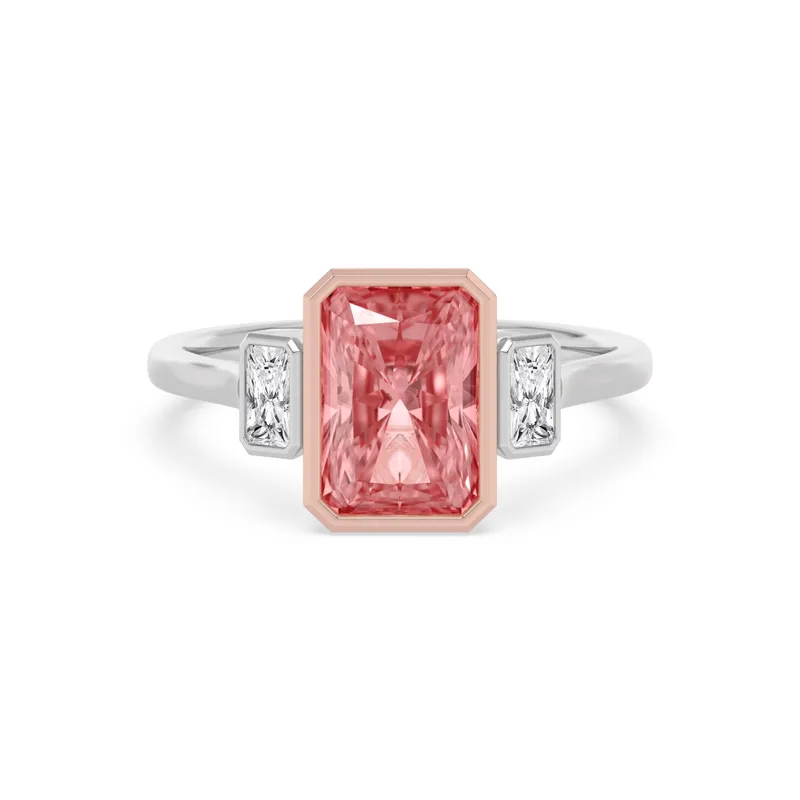 Rhea Radiant Pink Lab-Grown Diamond Ring in two tone gold — view 1