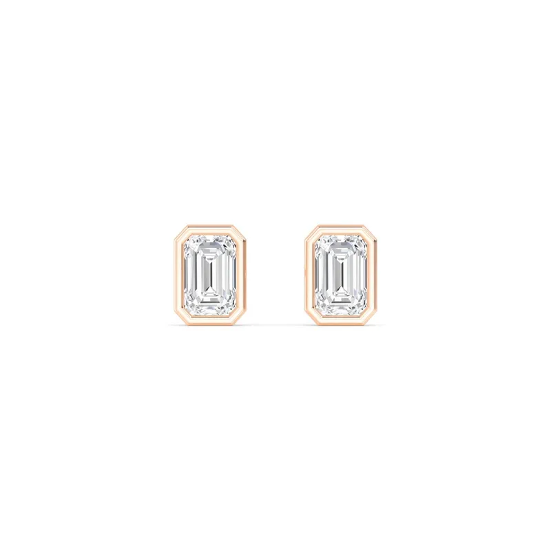 Icon Emerald Lab-Grown Diamond Earrings in rose gold — view 1