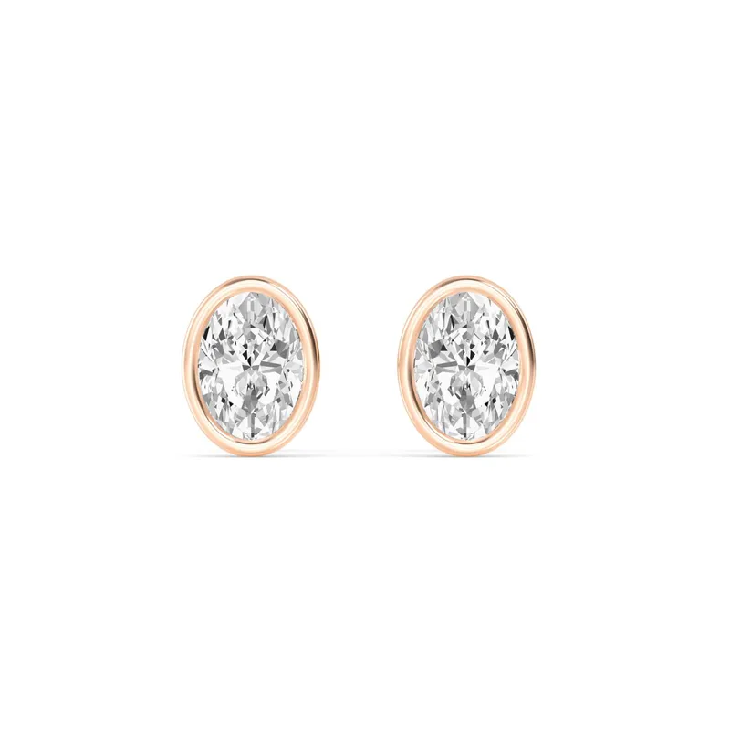 Icon Oval Lab-Grown Diamond Earrings in rose gold — view 1