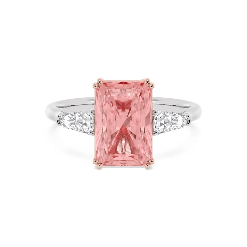 Rosina Radiant Pink Lab-Grown Diamond Ring in two tone gold — view 1