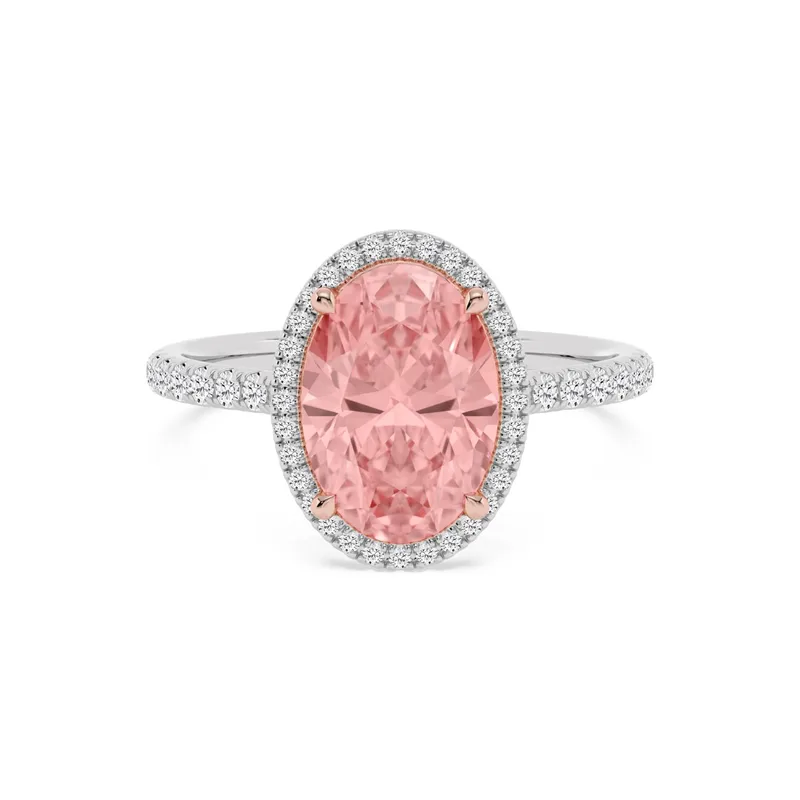 Roselle Oval Pink Lab-Grown Diamond Ring in two tone gold — view 1