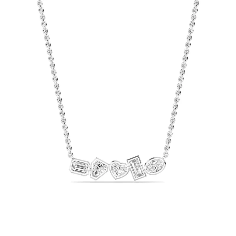 Mosaic Mixed-Cut Lab-Grown Diamond Pendant in white gold — view 1
