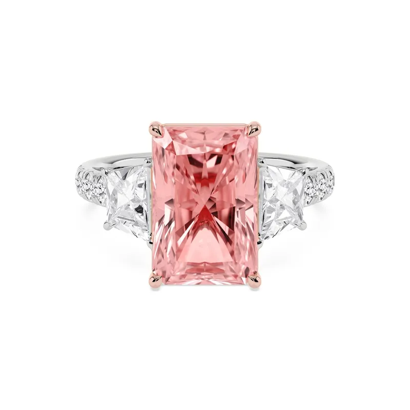 Romy Radiant Pink Lab-Grown Diamond Ring in two tone gold — view 1