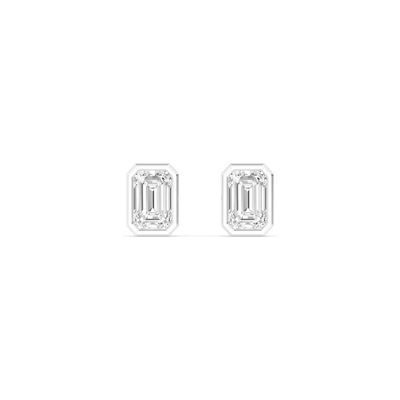 Icon Emerald Lab-Grown Diamond Earrings in white gold — view 1