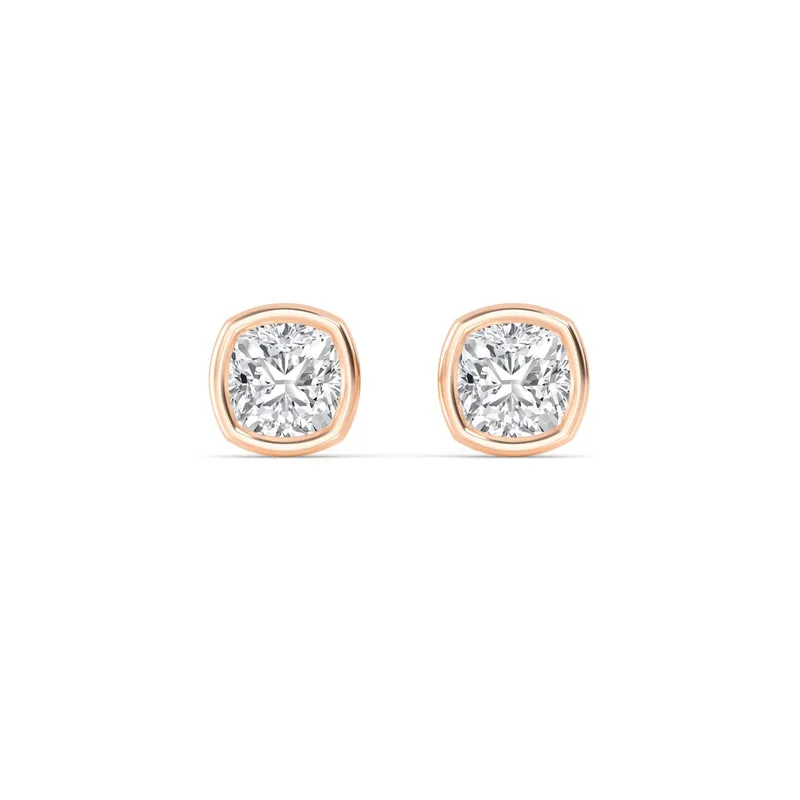 Icon Cushion Lab-Grown Diamond Earrings in rose gold — view 1