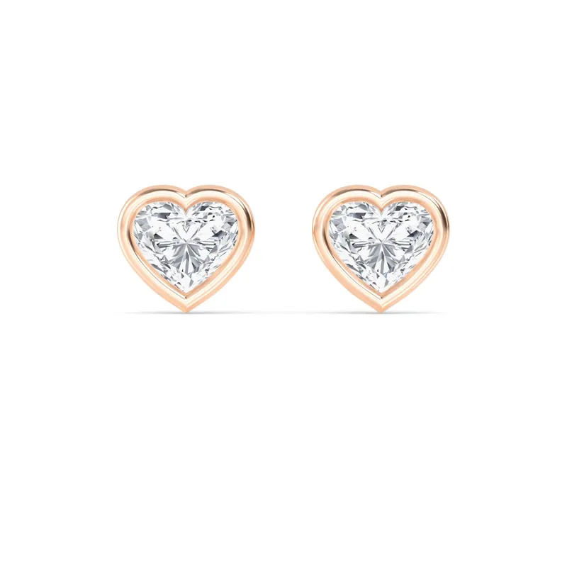 Icon Heart Lab-Grown Diamond Earrings in rose gold — view 1