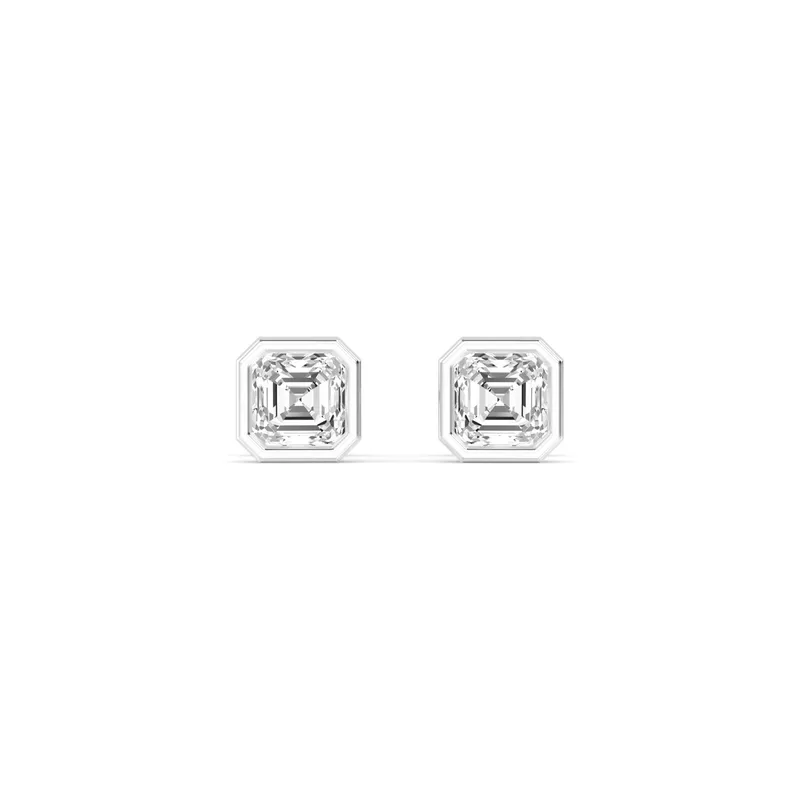 Icon Asscher Lab-Grown Diamond Earrings in white gold — view 1