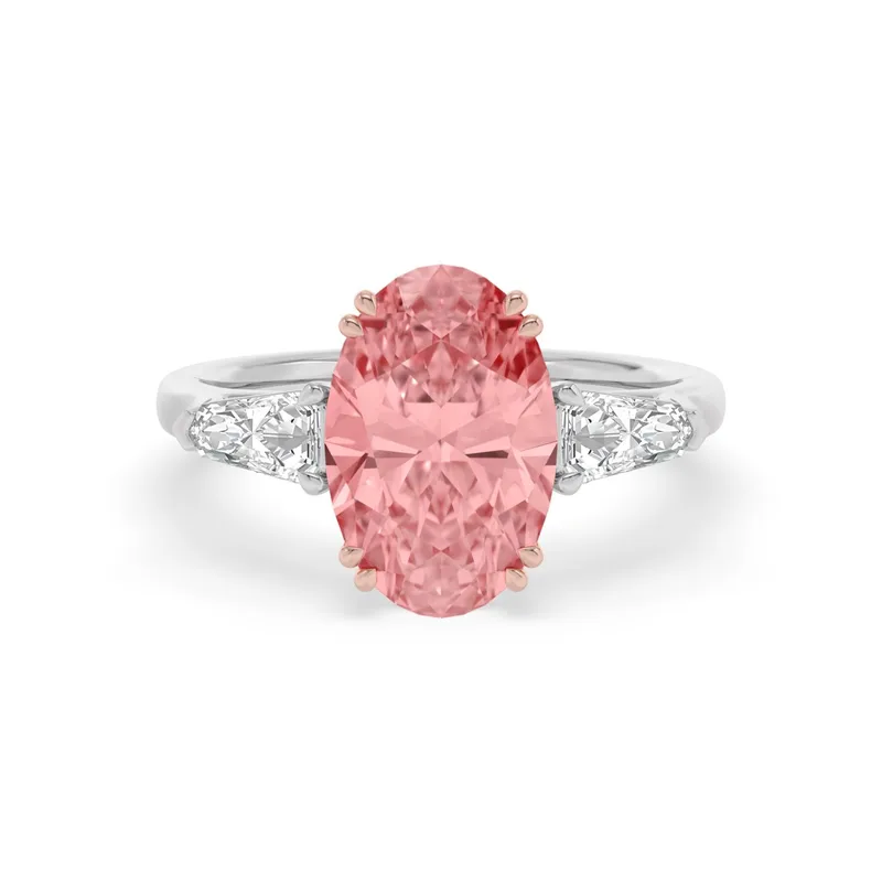 Roxanne Oval Pink Lab-Grown Diamond Ring in two tone gold — view 1