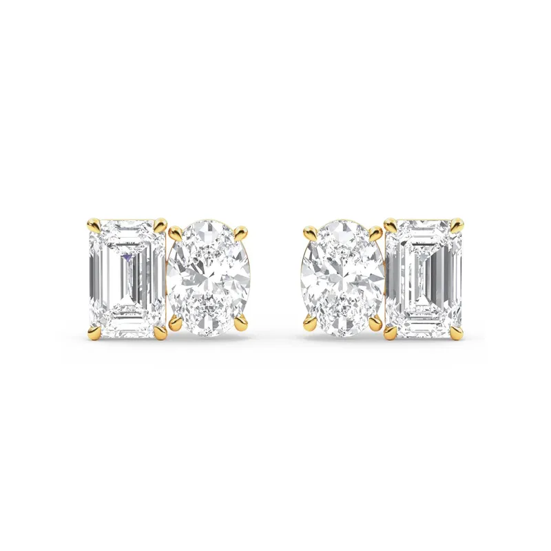Lucienne Mixed-Cut Lab-Grown Diamond Earrings in 9kt yellow gold — view 1