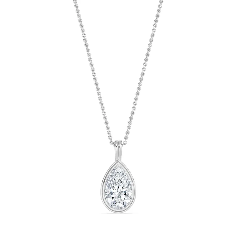 Opaline Pear Lab-Grown Diamond Pendant in white gold — view 1