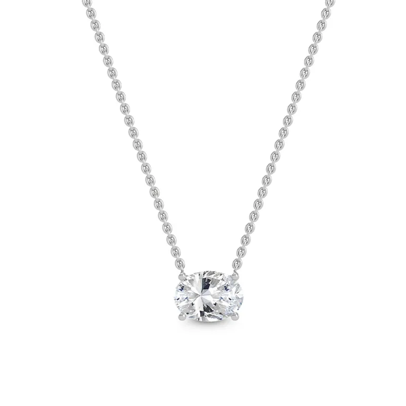 Arden Oval Lab-Grown Diamond Pendant in white gold — view 1