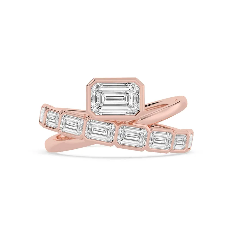 Valentina Emerald Lab-Grown Diamond Ring in rose gold — view 1