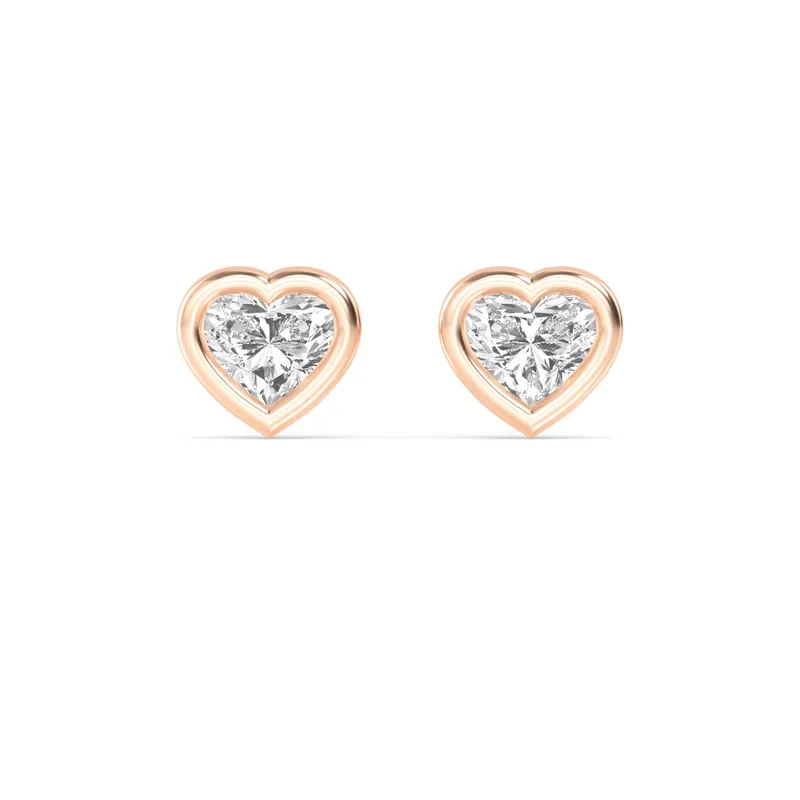 Icon Heart Lab-Grown Diamond Earrings in rose gold — view 1