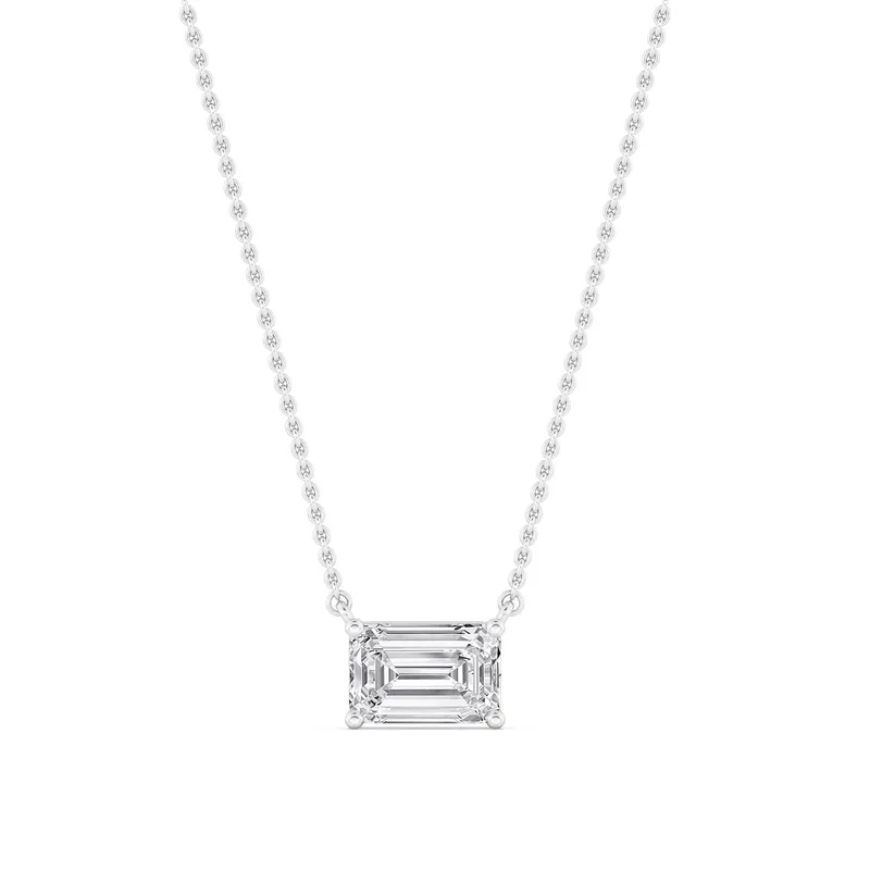 Arden Emerald Lab-Grown Diamond Pendant in white gold — view 1