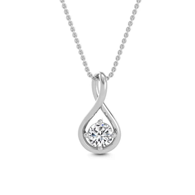 Ribbon Round Lab-Grown Diamond Pendant in white gold — view 1