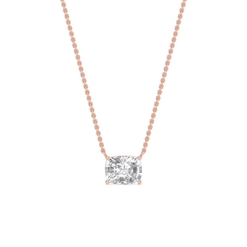 Arden Long Cushion Lab-Grown Diamond Pendant in rose gold — view 1