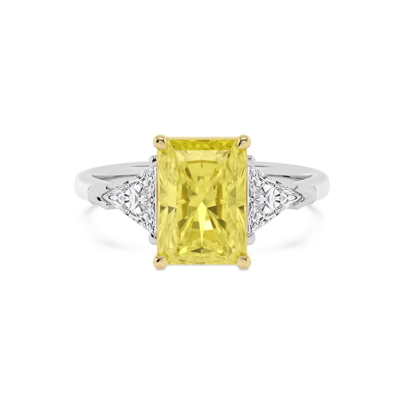 Aureliana Radiant Yellow Lab-Grown Diamond Ring in two tone gold — view 1