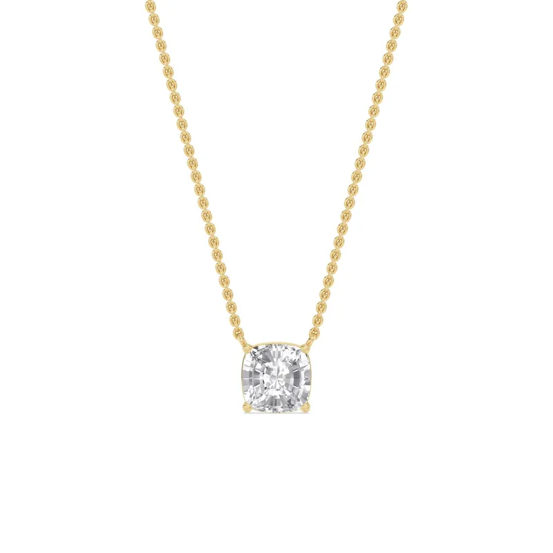 Arden Square Cushion Lab-Grown Diamond Pendant in yellow gold — view 1