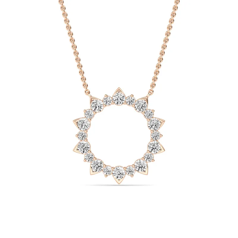 Aureole Round Lab-Grown Diamond Pendant in rose gold — view 1