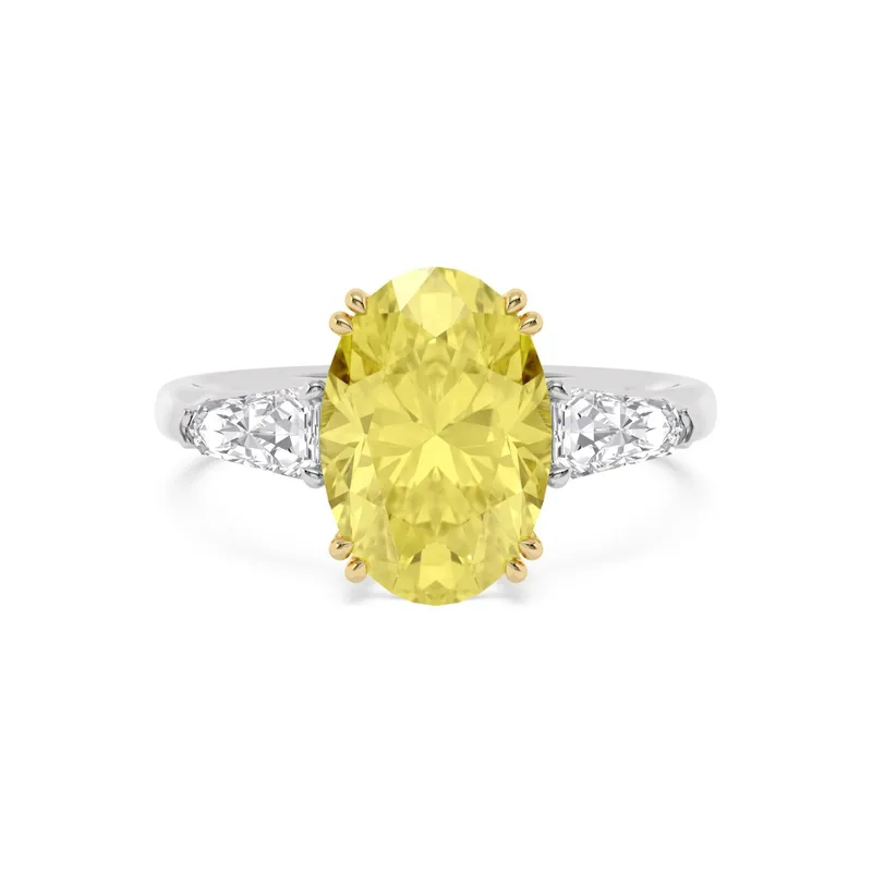 Ariella Oval Yellow Lab-Grown Diamond Ring in two tone gold — view 1