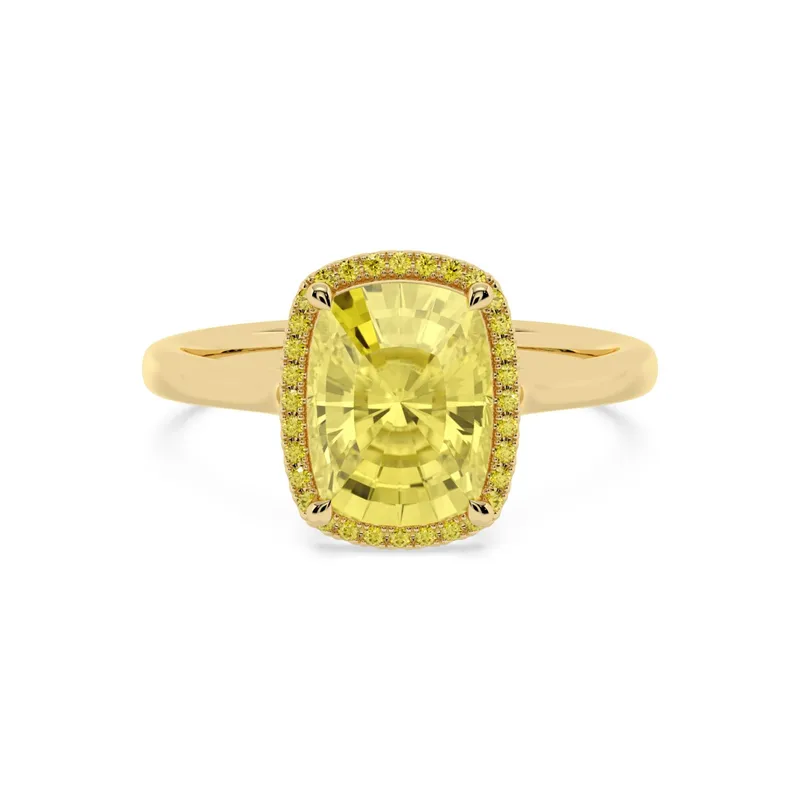 Aurielle Long Cushion Yellow Lab-Grown Diamond Ring in yellow gold — view 1