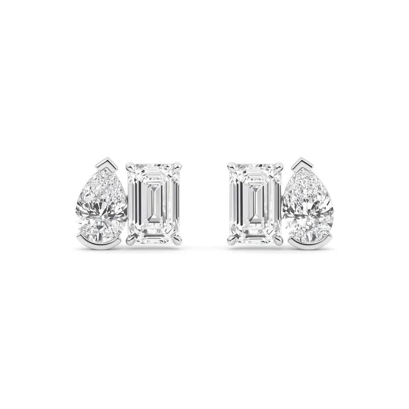 Evelina Mixed-Cut Lab-Grown Diamond Earrings in 18kt white gold — view 1