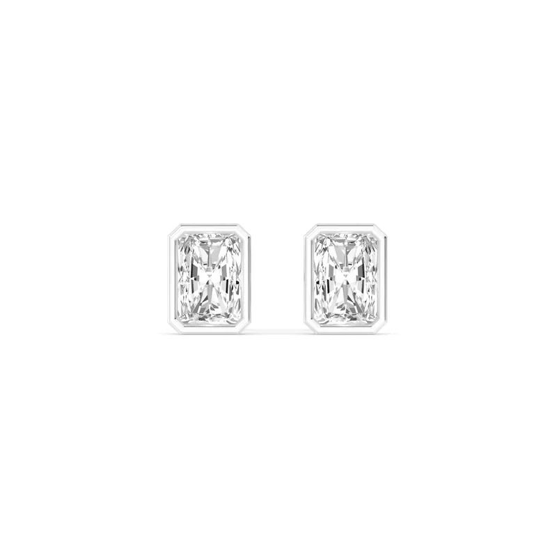 Icon Radiant Lab-Grown Diamond Earrings in white gold — view 1