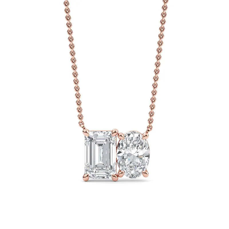 Union Mixed-Cut Lab-Grown Diamond Pendant in rose gold — view 1