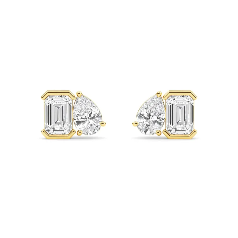Mirella Mixed-Cut Lab-Grown Diamond Earrings in 18kt yellow gold — view 1