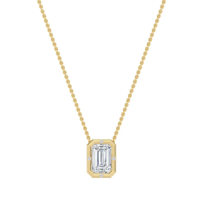 Clarity Emerald Lab-Grown Diamond Pendant in yellow gold — view 1