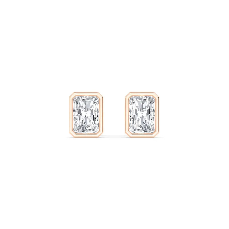 Icon Radiant Lab-Grown Diamond Earrings in rose gold — view 1