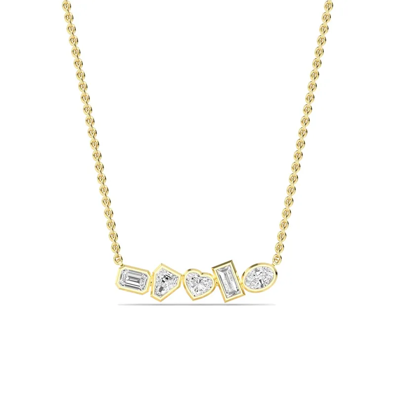 Mosaic Mixed-Cut Lab-Grown Diamond Pendant in yellow gold — view 1