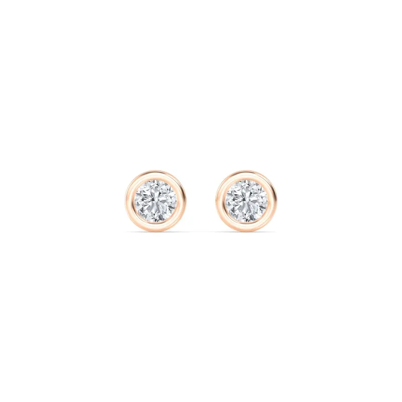 Icon Round Lab-Grown Diamond Earrings in rose gold — view 1