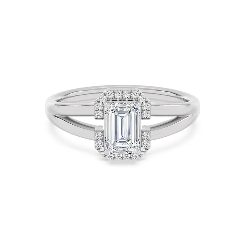 Emmeline Emerald Lab-Grown Diamond Ring in white gold — view 1