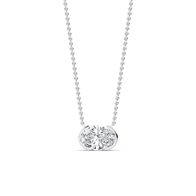 Essence Oval Lab-Grown Diamond Pendant in white gold — view 1