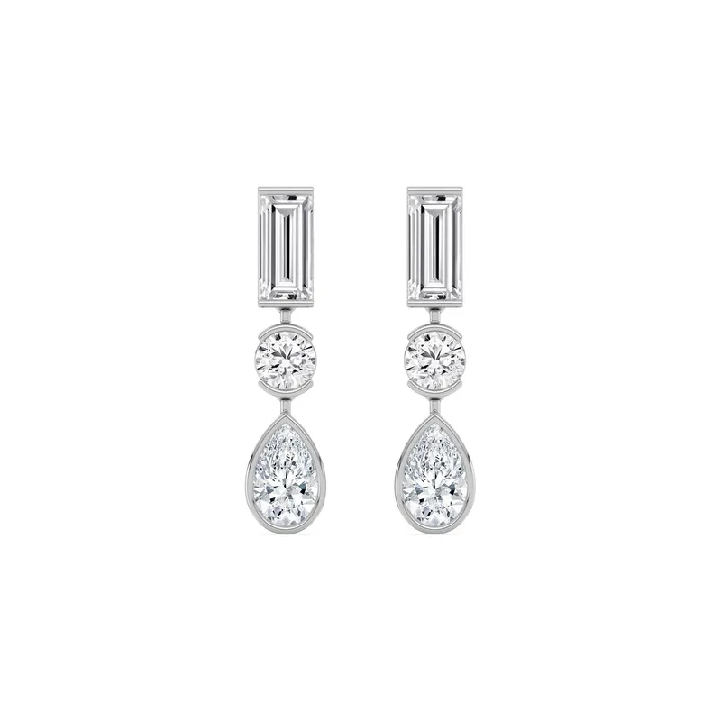 Paloma Mixed-Cut Lab-Grown Diamond Earrings in white gold — view 1