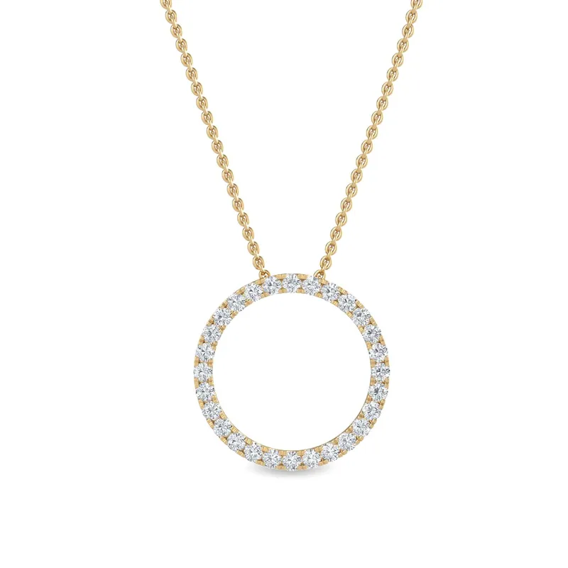 Grace Round Lab-Grown Diamond Pendant in yellow gold — view 1