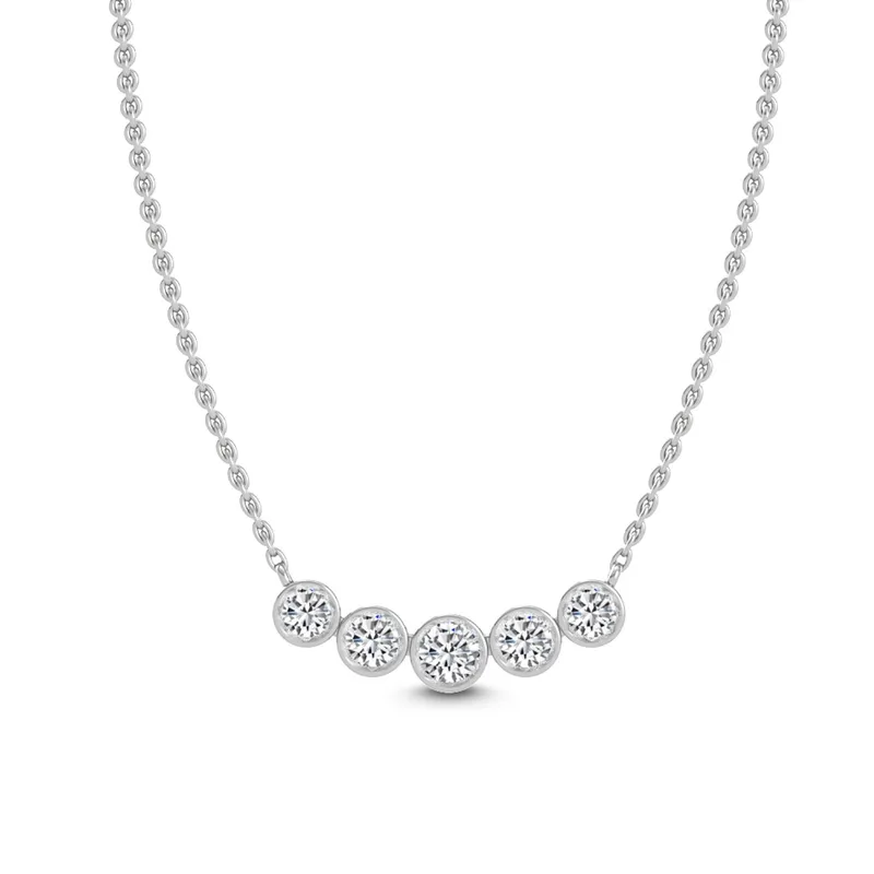 Quintet Round Lab-Grown Diamond Pendant in white gold — view 1