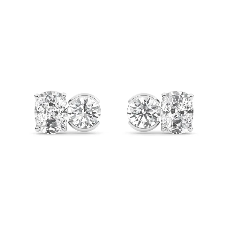 Carina Mixed-Cut Lab-Grown Diamond Earrings in 18kt white gold — view 1