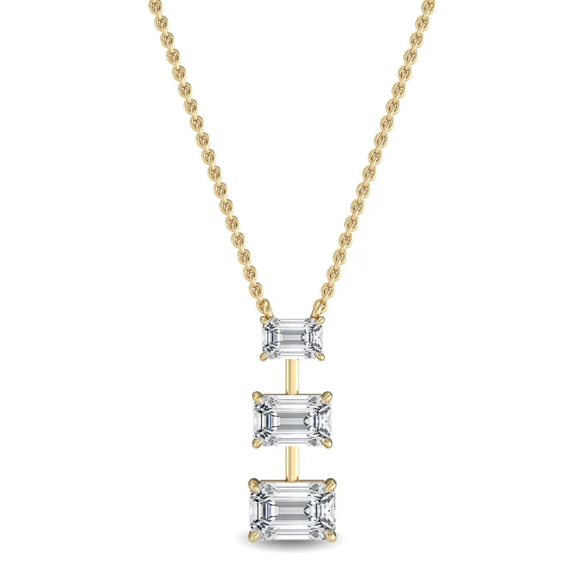 Verity Emerald Lab-Grown Diamond Pendant in yellow gold — view 1